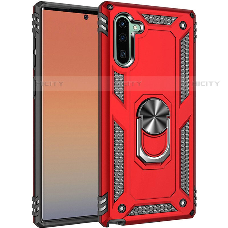 Coque Contour Silicone et Plastique Housse Etui Mat avec Magnetique Support Bague Anneau S01 pour Samsung Galaxy Note 10 5G Plus