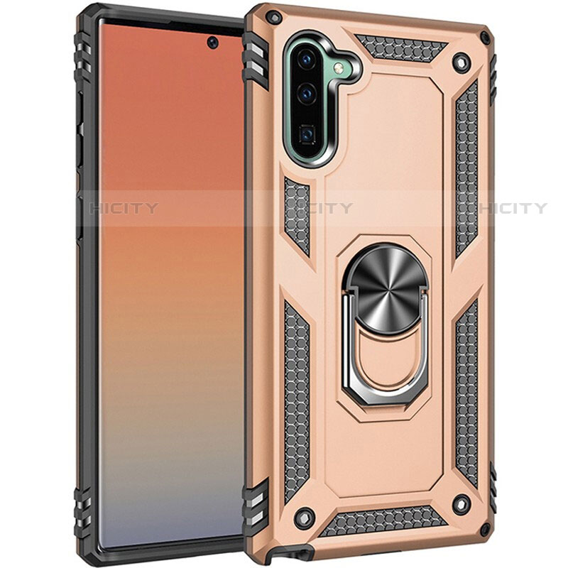 Coque Contour Silicone et Plastique Housse Etui Mat avec Magnetique Support Bague Anneau S01 pour Samsung Galaxy Note 10 5G Plus