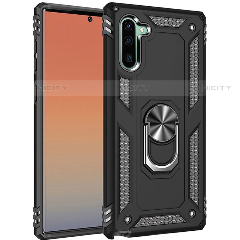 Coque Contour Silicone et Plastique Housse Etui Mat avec Magnetique Support Bague Anneau S01 pour Samsung Galaxy Note 10 Plus