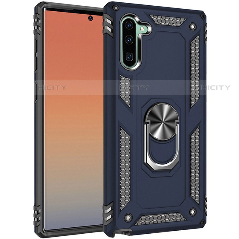 Coque Contour Silicone et Plastique Housse Etui Mat avec Magnetique Support Bague Anneau S01 pour Samsung Galaxy Note 10 Plus