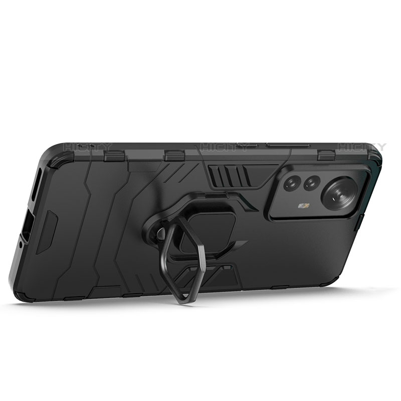 Coque Contour Silicone et Plastique Housse Etui Mat avec Magnetique Support Bague Anneau S01 pour Xiaomi Mi 12 Pro 5G Plus