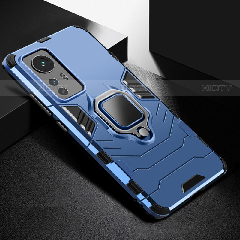 Coque Contour Silicone et Plastique Housse Etui Mat avec Magnetique Support Bague Anneau S01 pour Xiaomi Mi 12S Pro 5G Plus