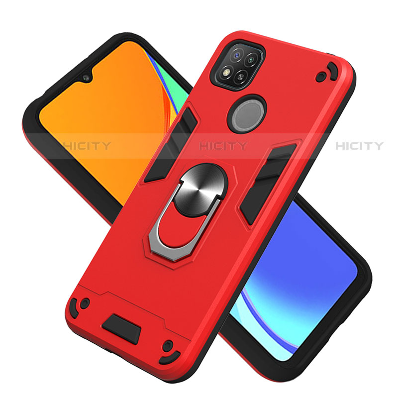 Coque Contour Silicone et Plastique Housse Etui Mat avec Magnetique Support Bague Anneau S01 pour Xiaomi Redmi 9 India Plus