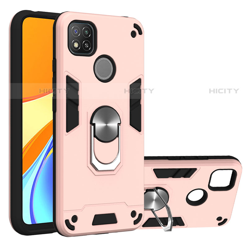 Coque Contour Silicone et Plastique Housse Etui Mat avec Magnetique Support Bague Anneau S01 pour Xiaomi Redmi 9 India Plus