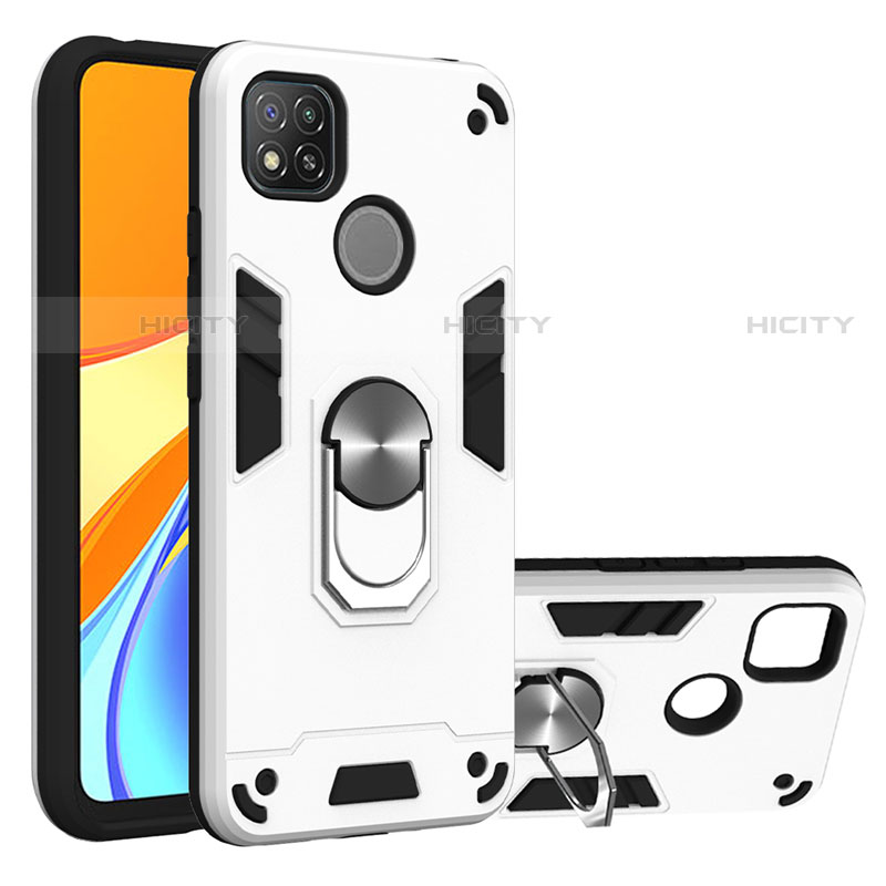 Coque Contour Silicone et Plastique Housse Etui Mat avec Magnetique Support Bague Anneau S01 pour Xiaomi Redmi 9 India Plus