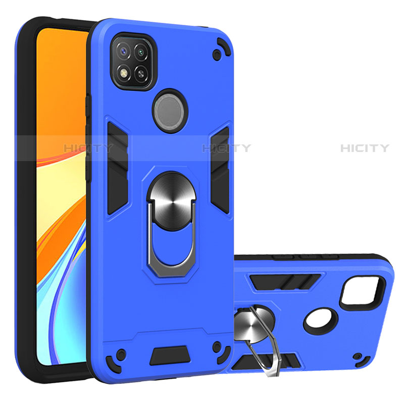 Coque Contour Silicone et Plastique Housse Etui Mat avec Magnetique Support Bague Anneau S01 pour Xiaomi Redmi 9 India Plus