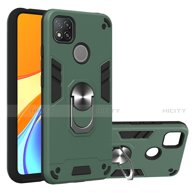 Coque Contour Silicone et Plastique Housse Etui Mat avec Magnetique Support Bague Anneau S01 pour Xiaomi Redmi 9 India Plus