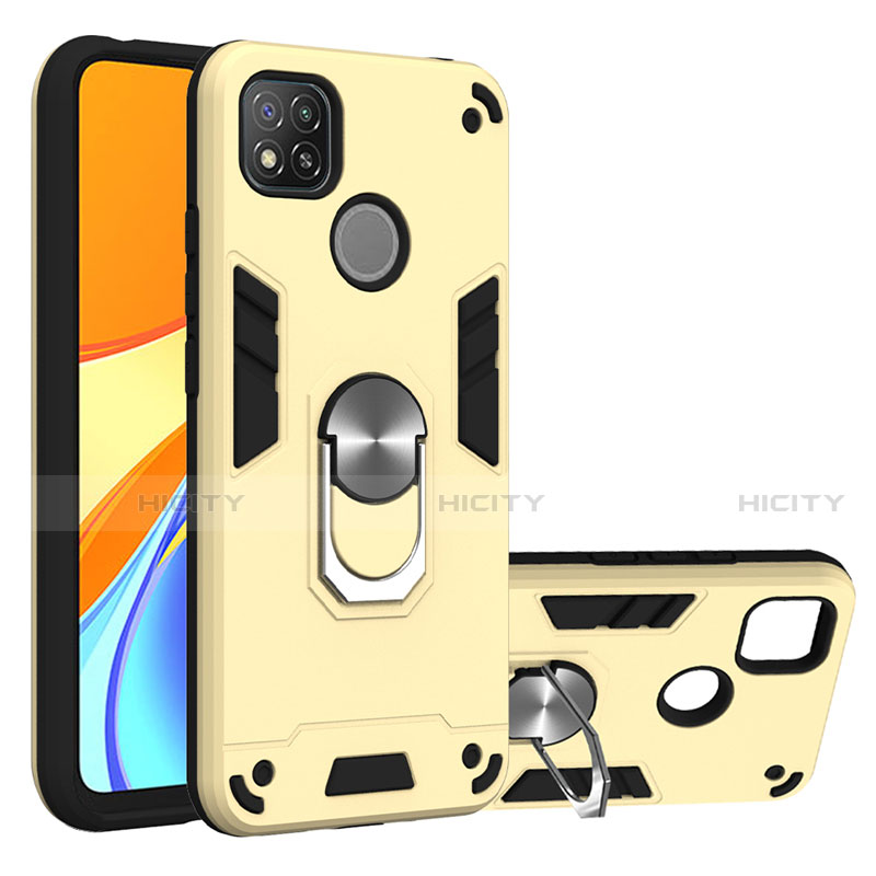 Coque Contour Silicone et Plastique Housse Etui Mat avec Magnetique Support Bague Anneau S01 pour Xiaomi Redmi 9C NFC Plus