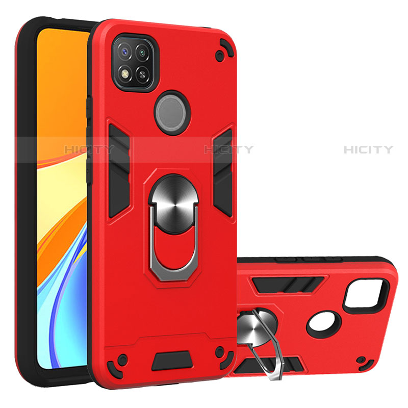 Coque Contour Silicone et Plastique Housse Etui Mat avec Magnetique Support Bague Anneau S01 pour Xiaomi Redmi 9C Plus