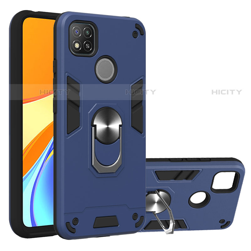 Coque Contour Silicone et Plastique Housse Etui Mat avec Magnetique Support Bague Anneau S01 pour Xiaomi Redmi 9C Plus