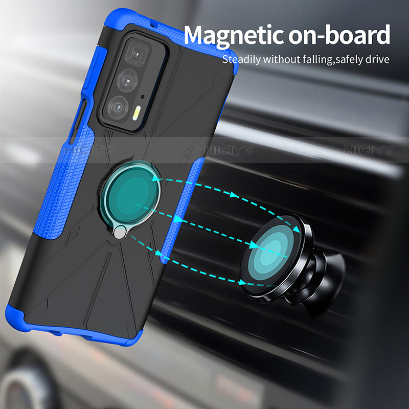 Coque Contour Silicone et Plastique Housse Etui Mat avec Magnetique Support Bague Anneau S02 pour Motorola Moto Edge 20 Pro 5G Plus