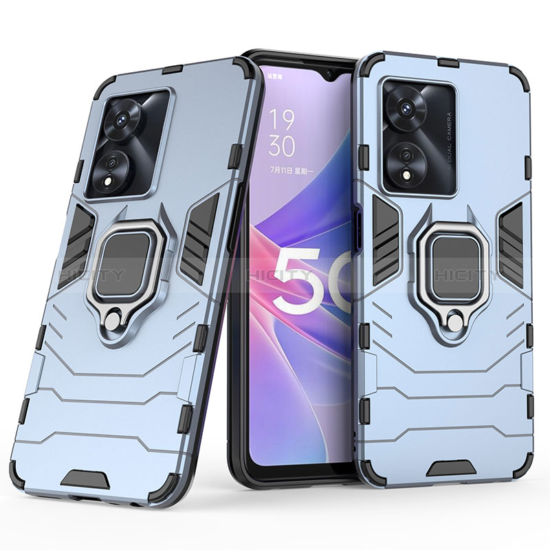 Coque Contour Silicone et Plastique Housse Etui Mat avec Magnetique Support Bague Anneau S02 pour Oppo A1 Pro 5G Plus