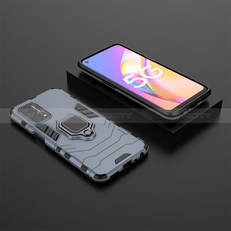 Coque Contour Silicone et Plastique Housse Etui Mat avec Magnetique Support Bague Anneau S02 pour Oppo A54 5G Plus