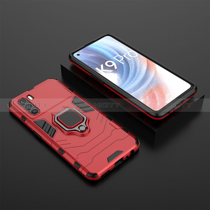 Coque Contour Silicone et Plastique Housse Etui Mat avec Magnetique Support Bague Anneau S02 pour Oppo K9 Pro 5G Plus