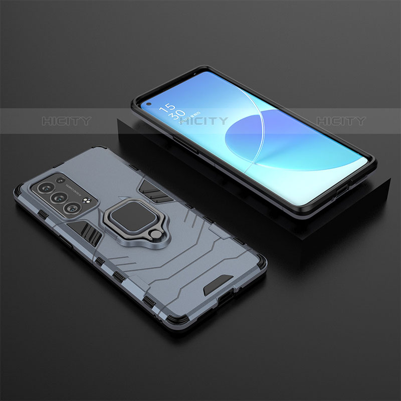 Coque Contour Silicone et Plastique Housse Etui Mat avec Magnetique Support Bague Anneau S02 pour Oppo Reno6 Pro 5G Plus