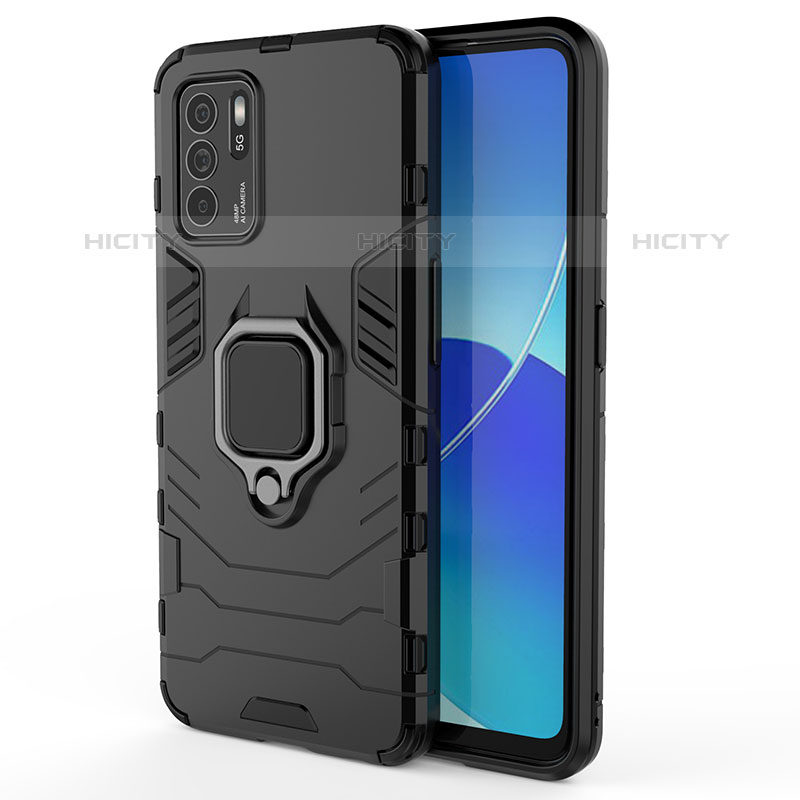 Coque Contour Silicone et Plastique Housse Etui Mat avec Magnetique Support Bague Anneau S02 pour Oppo Reno6 Z 5G Plus