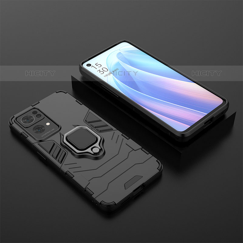 Coque Contour Silicone et Plastique Housse Etui Mat avec Magnetique Support Bague Anneau S02 pour Oppo Reno7 Pro 5G Plus