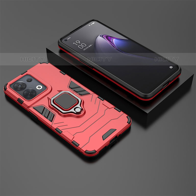 Coque Contour Silicone et Plastique Housse Etui Mat avec Magnetique Support Bague Anneau S02 pour Oppo Reno8 5G Plus