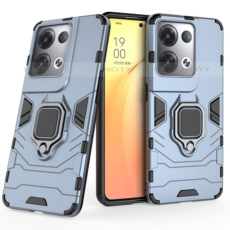 Coque Contour Silicone et Plastique Housse Etui Mat avec Magnetique Support Bague Anneau S02 pour Oppo Reno8 Pro+ Plus 5G Plus