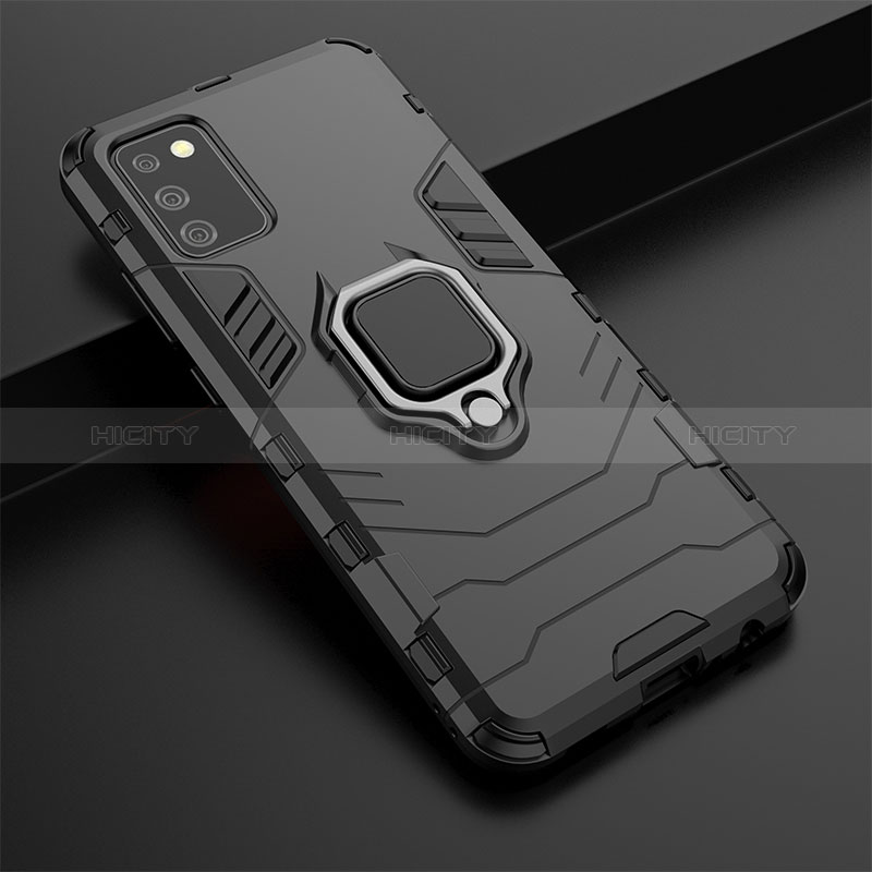 Coque Contour Silicone et Plastique Housse Etui Mat avec Magnetique Support Bague Anneau S02 pour Samsung Galaxy A02s Plus