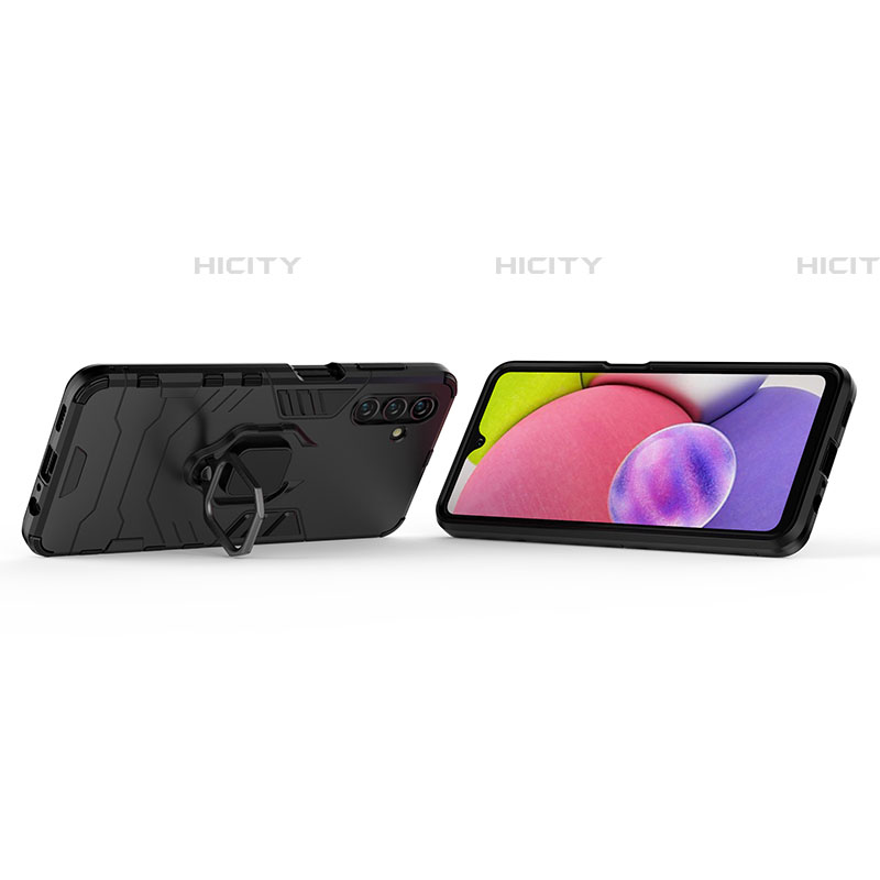 Coque Contour Silicone et Plastique Housse Etui Mat avec Magnetique Support Bague Anneau S02 pour Samsung Galaxy A04s Plus