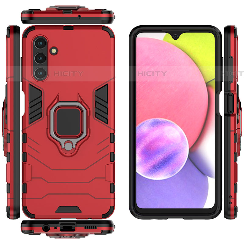 Coque Contour Silicone et Plastique Housse Etui Mat avec Magnetique Support Bague Anneau S02 pour Samsung Galaxy A04s Plus