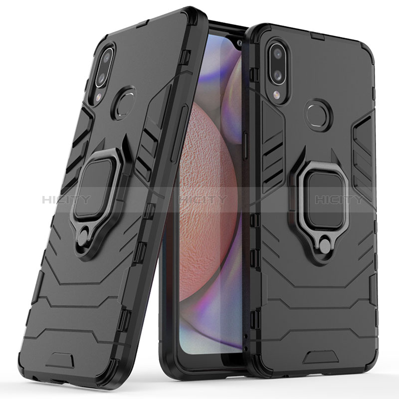 Coque Contour Silicone et Plastique Housse Etui Mat avec Magnetique Support Bague Anneau S02 pour Samsung Galaxy A10s Plus