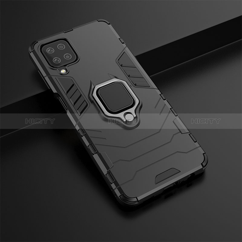 Coque Contour Silicone et Plastique Housse Etui Mat avec Magnetique Support Bague Anneau S02 pour Samsung Galaxy A12 5G Plus