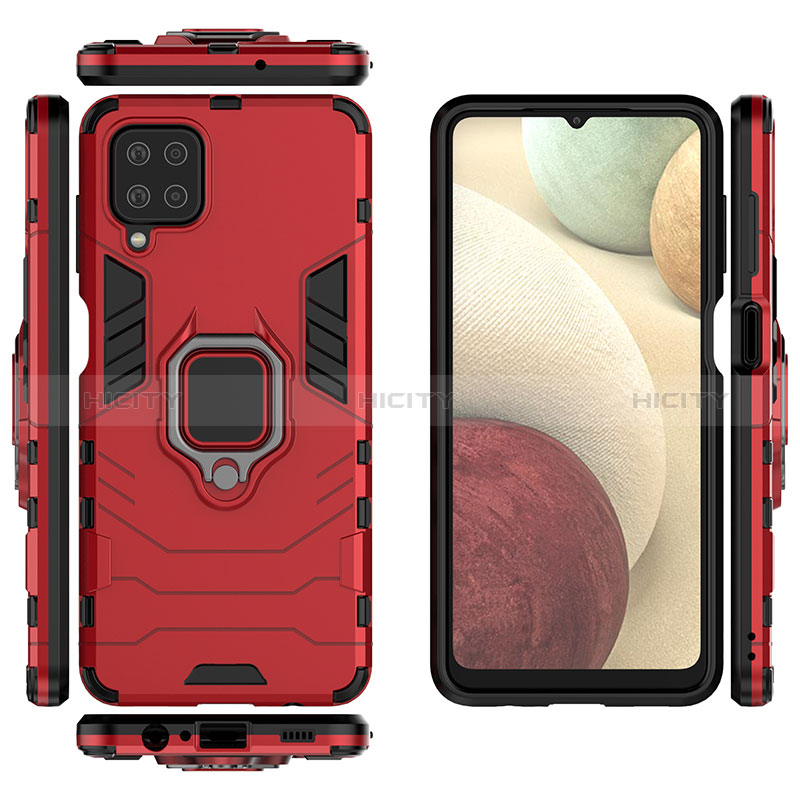 Coque Contour Silicone et Plastique Housse Etui Mat avec Magnetique Support Bague Anneau S02 pour Samsung Galaxy A12 5G Plus