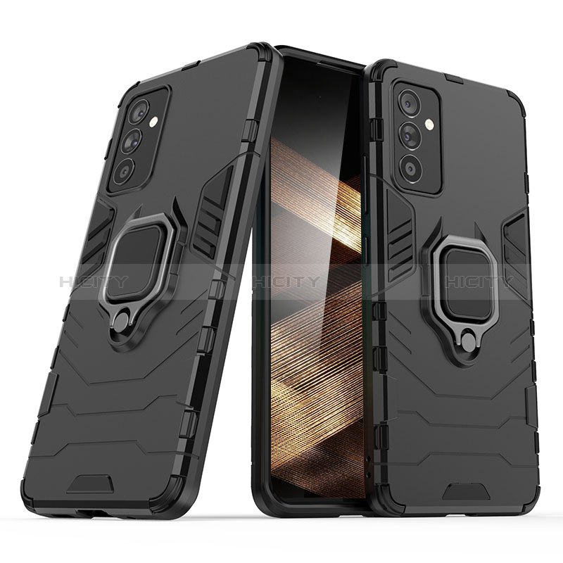 Coque Contour Silicone et Plastique Housse Etui Mat avec Magnetique Support Bague Anneau S02 pour Samsung Galaxy A15 4G Noir Plus