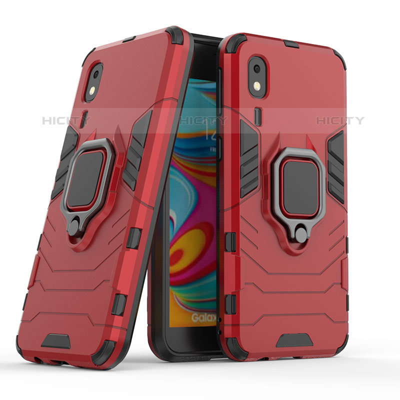 Coque Contour Silicone et Plastique Housse Etui Mat avec Magnetique Support Bague Anneau S02 pour Samsung Galaxy A2 Core A260F A260G Plus