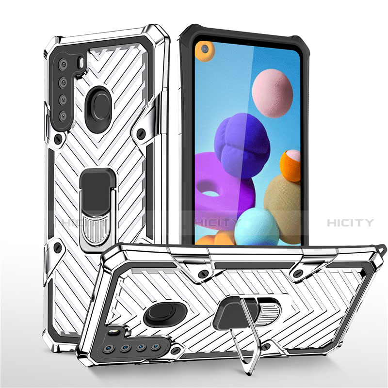 Coque Contour Silicone et Plastique Housse Etui Mat avec Magnetique Support Bague Anneau S02 pour Samsung Galaxy A21 Plus