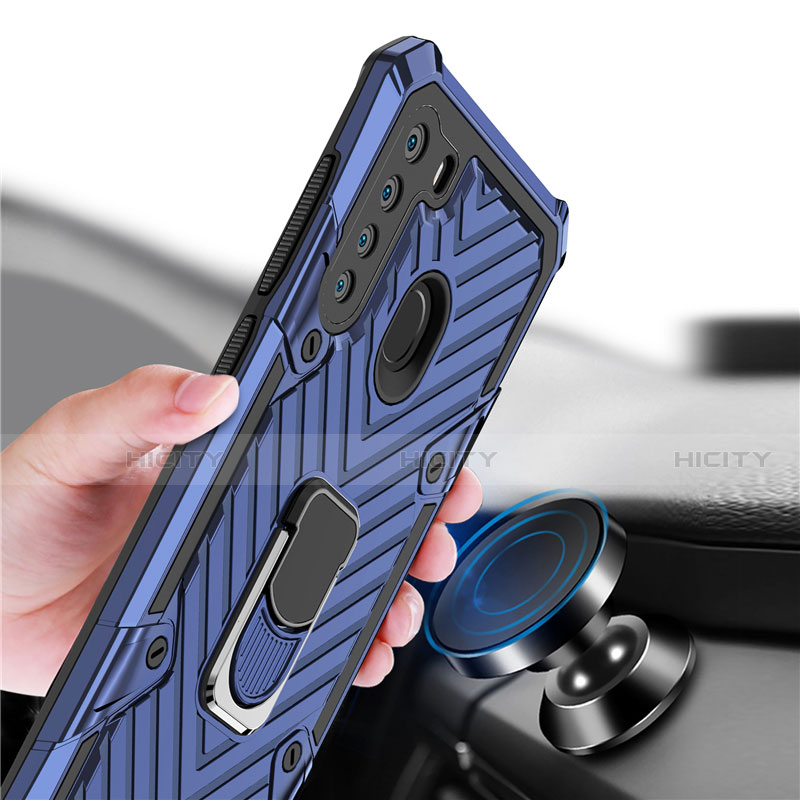 Coque Contour Silicone et Plastique Housse Etui Mat avec Magnetique Support Bague Anneau S02 pour Samsung Galaxy A21 Plus