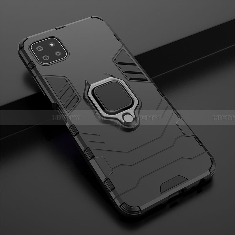 Coque Contour Silicone et Plastique Housse Etui Mat avec Magnetique Support Bague Anneau S02 pour Samsung Galaxy A22 5G Plus