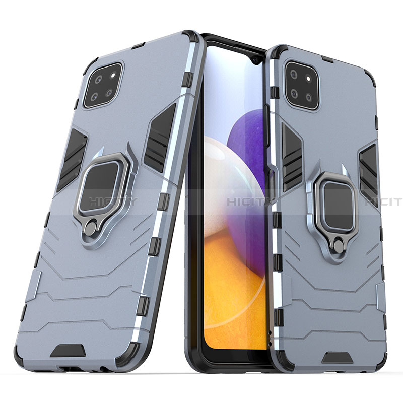 Coque Contour Silicone et Plastique Housse Etui Mat avec Magnetique Support Bague Anneau S02 pour Samsung Galaxy A22 5G Plus