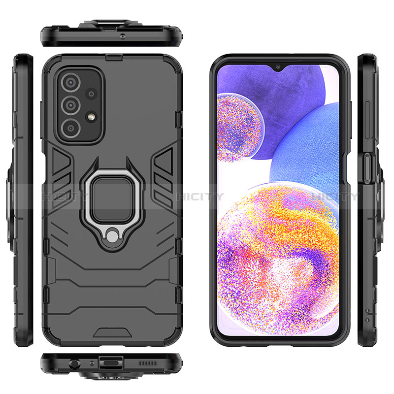 Coque Contour Silicone et Plastique Housse Etui Mat avec Magnetique Support Bague Anneau S02 pour Samsung Galaxy A23 5G Plus