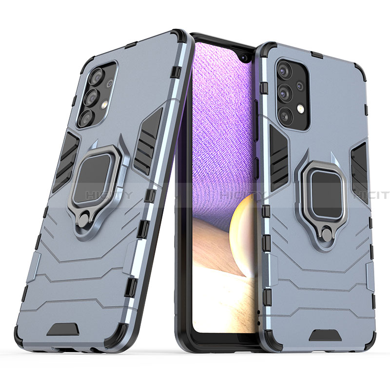 Coque Contour Silicone et Plastique Housse Etui Mat avec Magnetique Support Bague Anneau S02 pour Samsung Galaxy A32 5G Plus