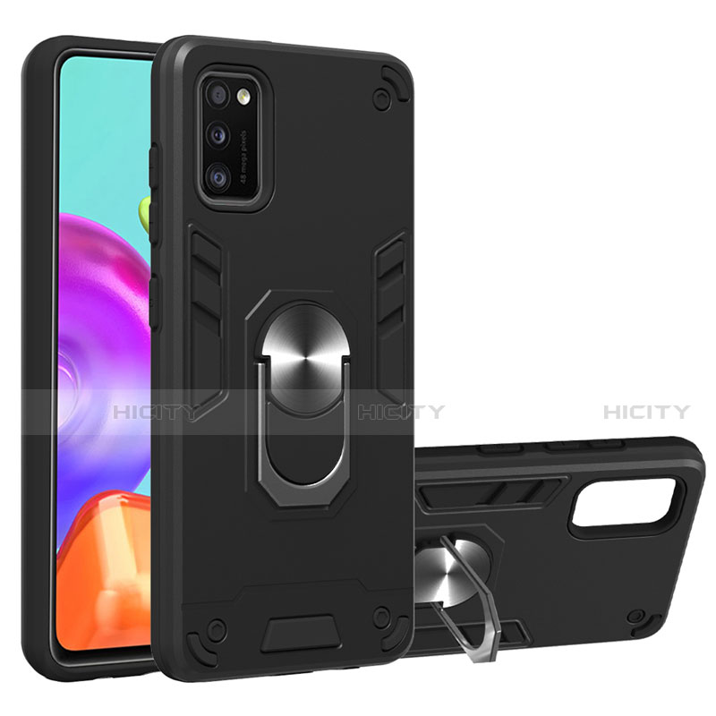 Coque Contour Silicone et Plastique Housse Etui Mat avec Magnetique Support Bague Anneau S02 pour Samsung Galaxy A41 Plus