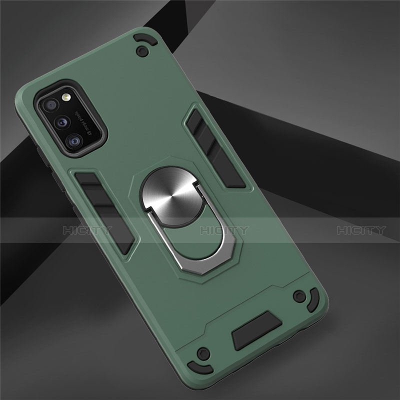 Coque Contour Silicone et Plastique Housse Etui Mat avec Magnetique Support Bague Anneau S02 pour Samsung Galaxy A41 Vert Plus