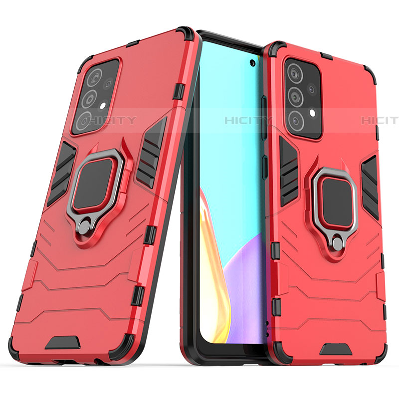 Coque Contour Silicone et Plastique Housse Etui Mat avec Magnetique Support Bague Anneau S02 pour Samsung Galaxy A52 5G Plus