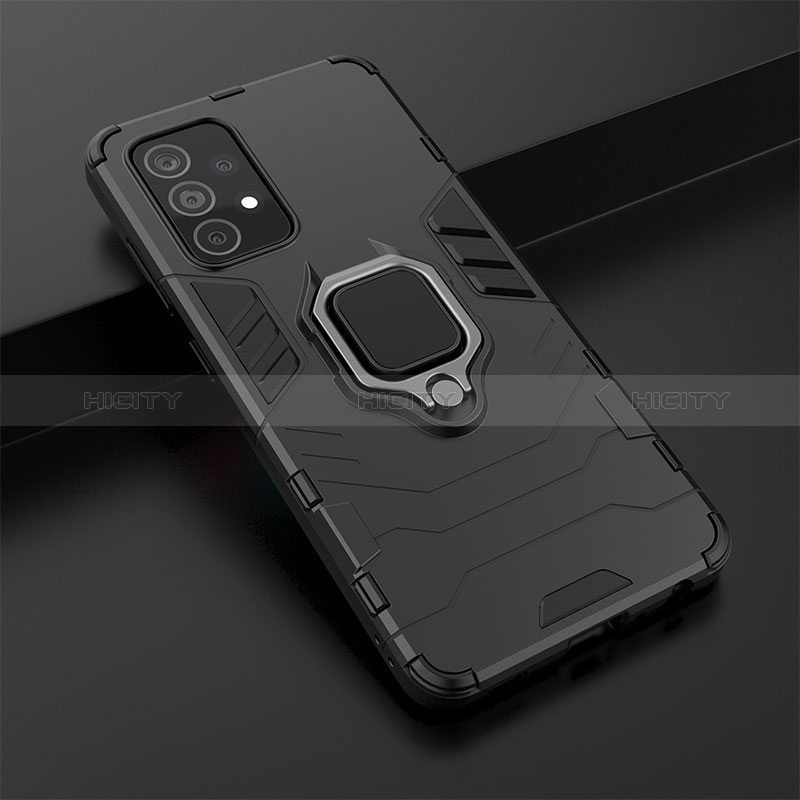 Coque Contour Silicone et Plastique Housse Etui Mat avec Magnetique Support Bague Anneau S02 pour Samsung Galaxy A52s 5G Plus