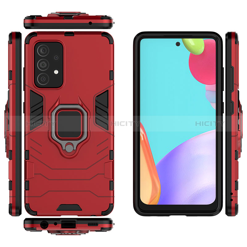 Coque Contour Silicone et Plastique Housse Etui Mat avec Magnetique Support Bague Anneau S02 pour Samsung Galaxy A52s 5G Plus