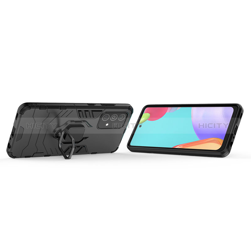 Coque Contour Silicone et Plastique Housse Etui Mat avec Magnetique Support Bague Anneau S02 pour Samsung Galaxy A52s 5G Plus