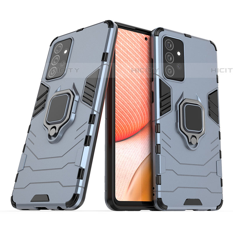 Coque Contour Silicone et Plastique Housse Etui Mat avec Magnetique Support Bague Anneau S02 pour Samsung Galaxy A72 4G Plus