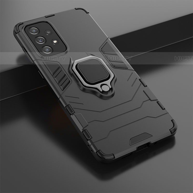 Coque Contour Silicone et Plastique Housse Etui Mat avec Magnetique Support Bague Anneau S02 pour Samsung Galaxy A73 5G Plus