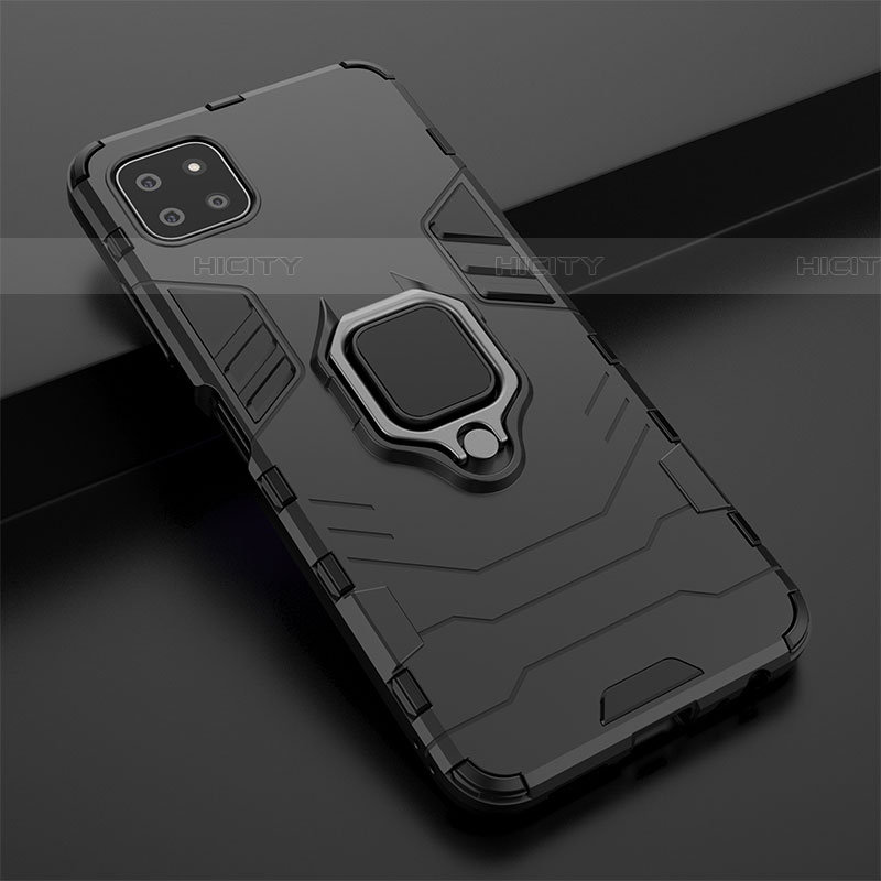 Coque Contour Silicone et Plastique Housse Etui Mat avec Magnetique Support Bague Anneau S02 pour Samsung Galaxy F42 5G Plus