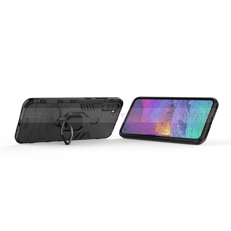 Coque Contour Silicone et Plastique Housse Etui Mat avec Magnetique Support Bague Anneau S02 pour Samsung Galaxy M11 Plus