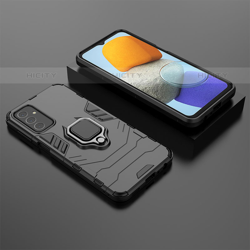 Coque Contour Silicone et Plastique Housse Etui Mat avec Magnetique Support Bague Anneau S02 pour Samsung Galaxy M23 5G Noir Plus