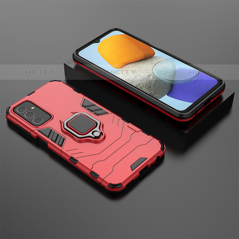 Coque Contour Silicone et Plastique Housse Etui Mat avec Magnetique Support Bague Anneau S02 pour Samsung Galaxy M23 5G Rouge Plus