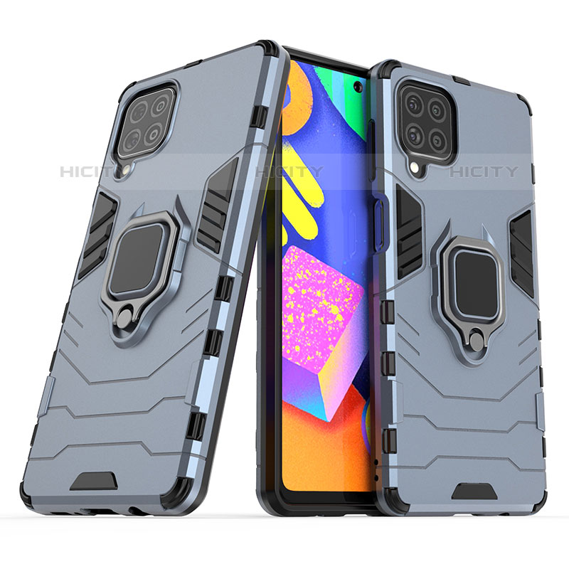 Coque Contour Silicone et Plastique Housse Etui Mat avec Magnetique Support Bague Anneau S02 pour Samsung Galaxy M62 4G Bleu Plus